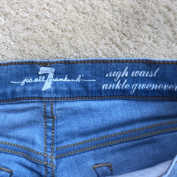 7 For All Mankind High Waist Ankle Gwenevere Striped Super Stretch Jeans - Picture 5 of 11